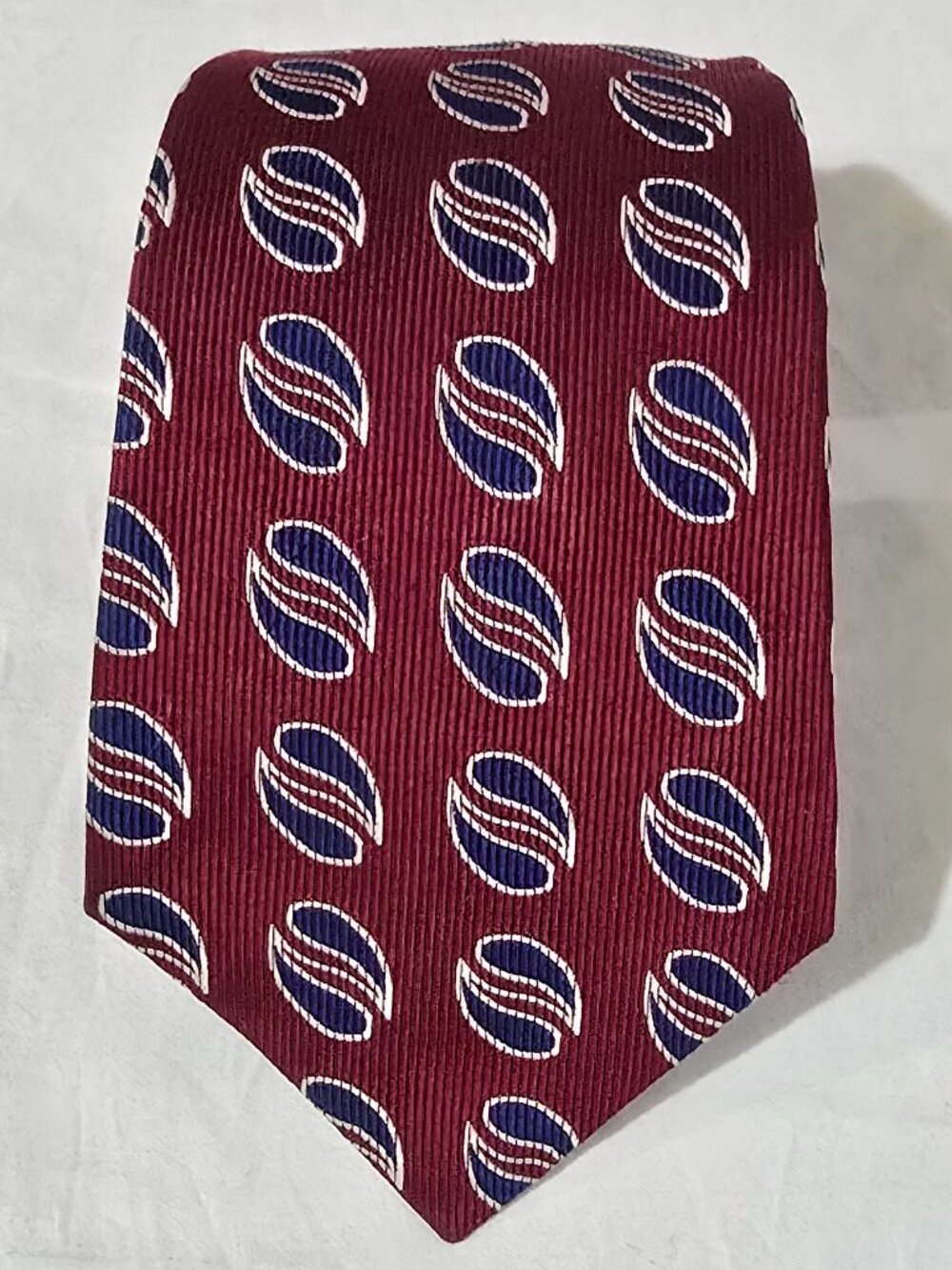 Turnbull & Asser Hand Made in England 100% Silk Necktie - Burgandy Blue Orb